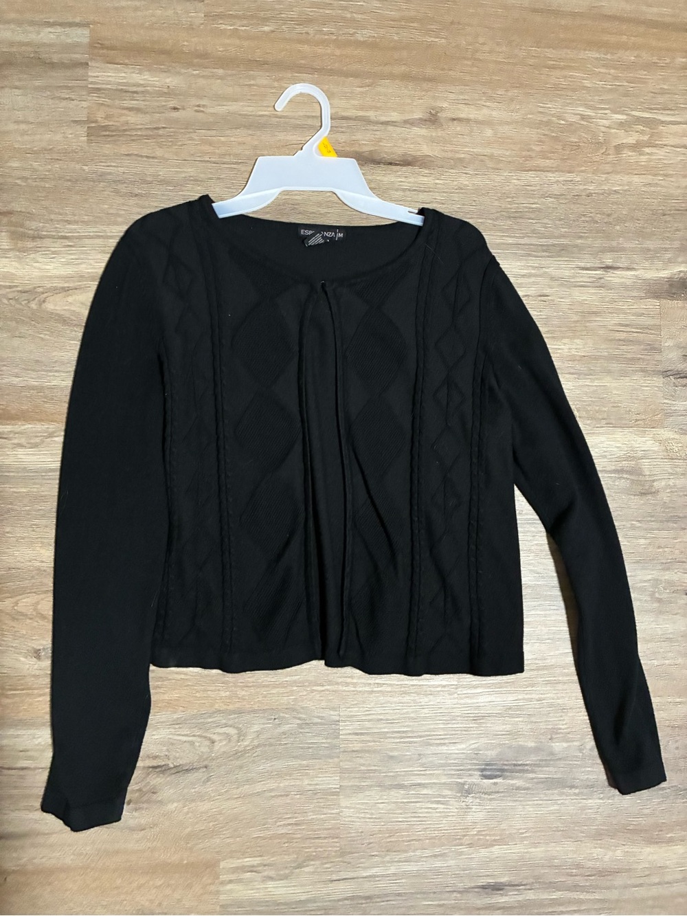 Women's Black Cable Knit Cardigan Sweater